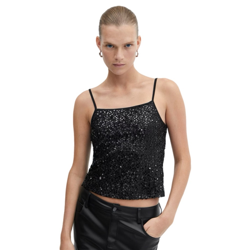 Mango Sequin top with spaghetti strap size M